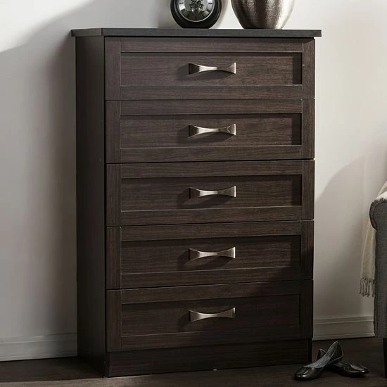 Baxton Studio Colburn 5-Drawer Tallboy Dresser 1 Baxton Studio Colburn 5-Drawer Tallboy Dresser