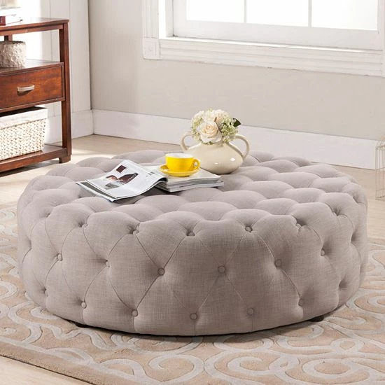 Baxton Studio Cardiff Ottoman Beige 4 Baxton Studio Cardiff Ottoman Beige - Image 4