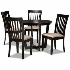 Baxton Studio Nellie Brown 5-Piece Dining Set