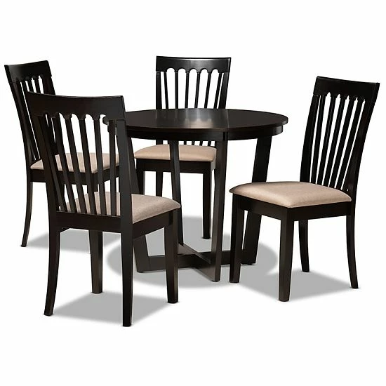 Baxton Studio Nellie Brown 5-Piece Dining Set 1 Baxton Studio Nellie Brown 5-Piece Dining Set