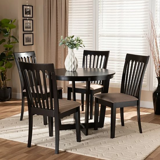 Baxton Studio Nellie Brown 5-Piece Dining Set 2 Baxton Studio Nellie Brown 5-Piece Dining Set - Image 2