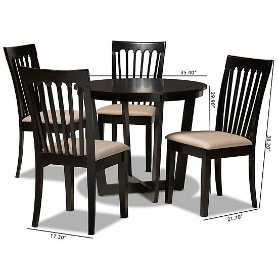 Baxton Studio Nellie Brown 5-Piece Dining Set 8 Baxton Studio Nellie Brown 5-Piece Dining Set - Image 8