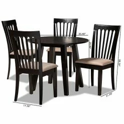 Baxton Studio Maisie Brown 5-Piece Dining Set -Baxton Studio Sales unnamed file 4822