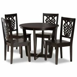 Baxton Studio Salida Dining 5-piece Set Walnut Brown -Baxton Studio Sales unnamed file 4838