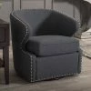Baxton Studio Finley Swivel Tub Accent Chair Dark Gray