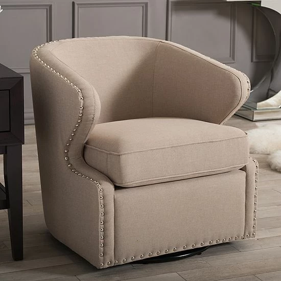 Baxton Studio Finley Swivel Tub Accent Chair Dark Gray 4 Baxton Studio Finley Swivel Tub Accent Chair Dark Gray - Image 4