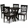 Baxton Studio Alisa Dining Table & Chair 5-piece Set Gray Dark Brown