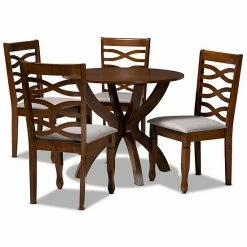 Baxton Studio Aspen Gray 5-Piece Dining Set
