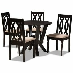 Baxton Studio Anise Gray 5-Piece Dining Set Gray Dark Brown