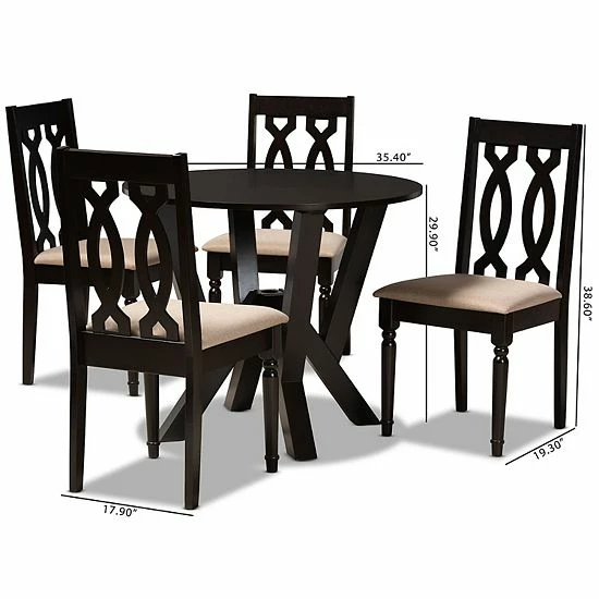 Baxton Studio Anise Gray 5-Piece Dining Set Gray Dark Brown 8 Baxton Studio Anise Gray 5-Piece Dining Set Gray Dark Brown - Image 8