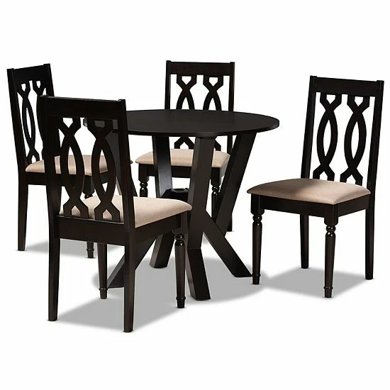 Baxton Studio Anise Gray 5-Piece Dining Set Gray Dark Brown 10 Baxton Studio Anise Gray 5-Piece Dining Set Gray Dark Brown - Image 10