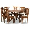 Baxton Studio Mare Dining 7-piece Set Walnut Brown
