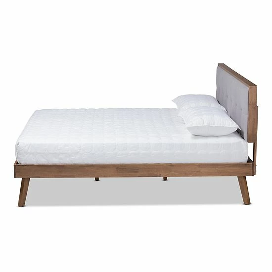 Baxton Studio Alke Bed Light Gray Walnut 2 Baxton Studio Alke Bed Light Gray Walnut - Image 2