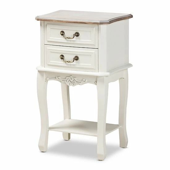 Baxton Studio Amalie White 2-Drawer Nightstand 1 Baxton Studio Amalie White 2-Drawer Nightstand