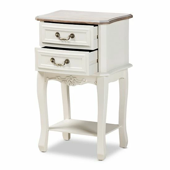 Baxton Studio Amalie White 2-Drawer Nightstand 6 Baxton Studio Amalie White 2-Drawer Nightstand - Image 6