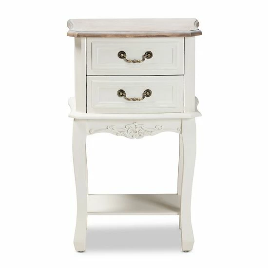 Baxton Studio Amalie White 2-Drawer Nightstand 7 Baxton Studio Amalie White 2-Drawer Nightstand - Image 7