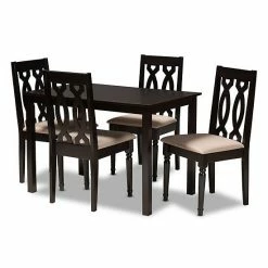 Baxton Studio Cherese 5-Piece Dining Set Beige Khaki