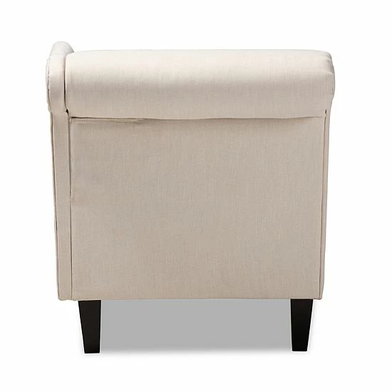 Baxton Studio Florent Chaise Beige Khaki 4 Baxton Studio Florent Chaise Beige Khaki - Image 4