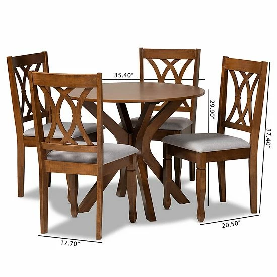 Baxton Studio Maya Dining Table & Chair 5-piece Set 7 Baxton Studio Maya Dining Table & Chair 5-piece Set - Image 7
