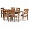 Baxton Studio Ramiro Dining Table & Chair 7-piece Set Sand Dark Brown