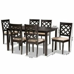 Baxton Studio Ramiro Dining Table & Chair 7-piece Set Sand Dark Brown -Baxton Studio Sales unnamed file 5020
