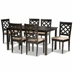 Baxton Studio Ramiro Dining Table & Chair 7-piece Set Sand Dark Brown -Baxton Studio Sales unnamed file 5022