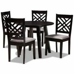Baxton Studio Lilly Gray 5-Piece Dining Set Gray Dark Brown
