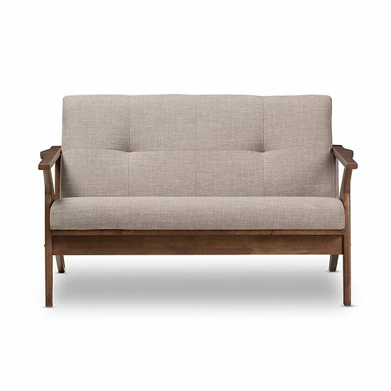 Baxton Studio Bianca Gray Mid-Century Modern Loveseat 2 Baxton Studio Bianca Gray Mid-Century Modern Loveseat - Image 2