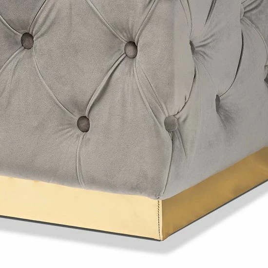Baxton Studio Corrine Tufted Ottoman Navy Blue Gold 5 Baxton Studio Corrine Tufted Ottoman Navy Blue Gold - Image 5