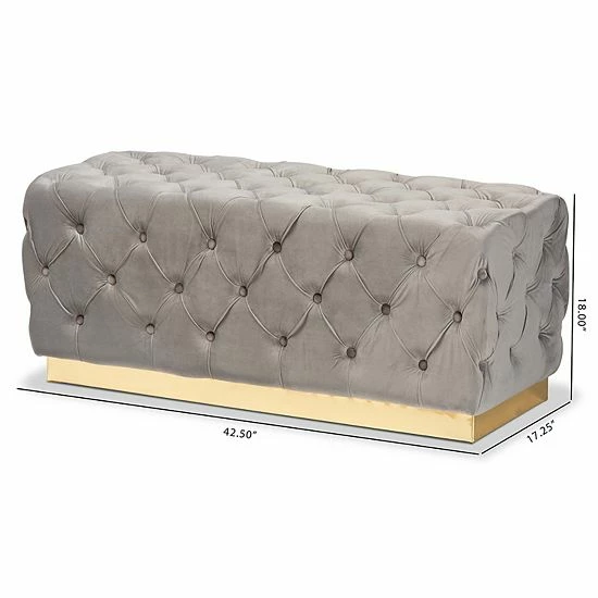 Baxton Studio Corrine Tufted Ottoman Navy Blue Gold 7 Baxton Studio Corrine Tufted Ottoman Navy Blue Gold - Image 7