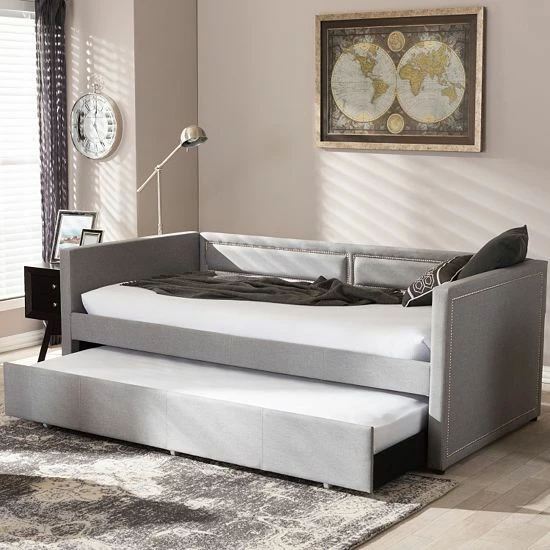 Baxton Studio Raymond Twin Daybed & Trundle Gray 1 Baxton Studio Raymond Twin Daybed & Trundle Gray