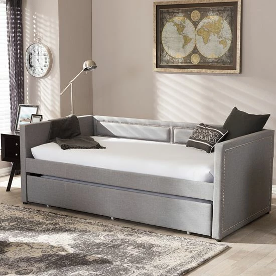 Baxton Studio Raymond Twin Daybed & Trundle Gray 2 Baxton Studio Raymond Twin Daybed & Trundle Gray - Image 2