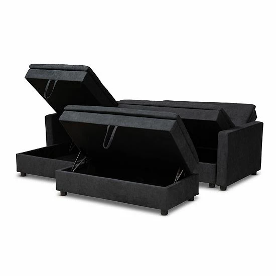 Baxton Studio Noa Sectional Sofa Charcoal 3 Baxton Studio Noa Sectional Sofa Charcoal - Image 3