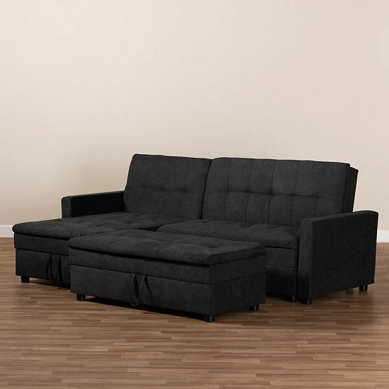 Baxton Studio Noa Sectional Sofa Charcoal 5 Baxton Studio Noa Sectional Sofa Charcoal - Image 5