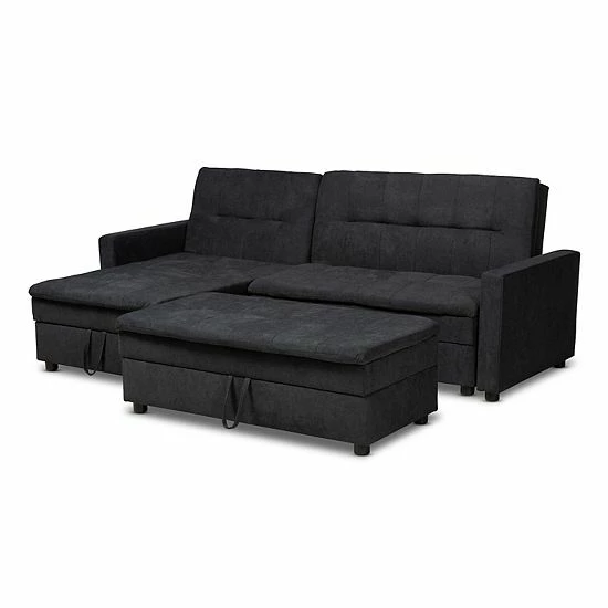 Baxton Studio Noa Sectional Sofa Charcoal 7 Baxton Studio Noa Sectional Sofa Charcoal - Image 7