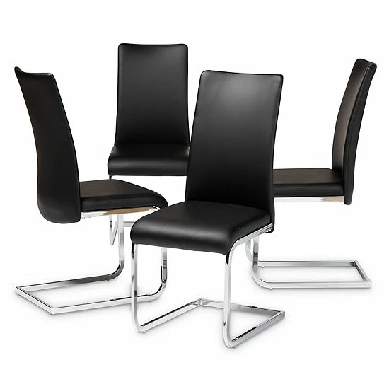 Baxton Studio Cyprien Dining Chair 4-piece Set Black 1 Baxton Studio Cyprien Dining Chair 4-piece Set Black