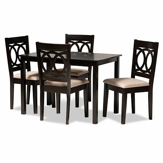 Baxton Studio Lenoir Dining Set Brown 5 Baxton Studio Lenoir Dining Set Brown - Image 5