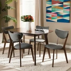 Baxton Studio Mid-Century Dark Gray Chair & Table Dining 5-piece Set -Baxton Studio Sales unnamed file 5140