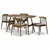 Baxton Studio Mid-Century Walnut Finish Dining Chair & Table 5-piece Set
