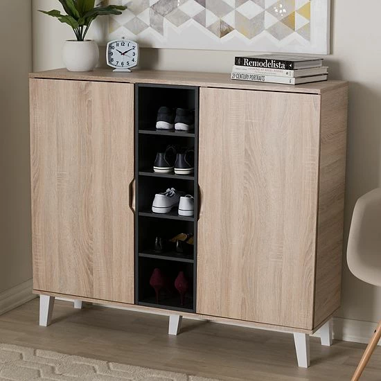 Baxton Studio Adelina 2-Door Shoe Cabinet 1 Baxton Studio Adelina 2-Door Shoe Cabinet