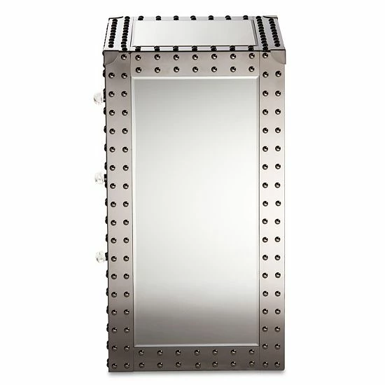 Baxton Studio Azura Mirrored Nightstand 4 Baxton Studio Azura Mirrored Nightstand - Image 4