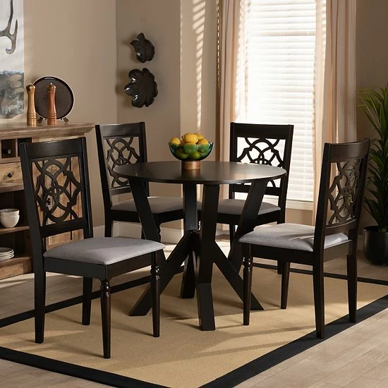 Baxton Studio Alma Gray 5-Piece Dining Set 2 Baxton Studio Alma Gray 5-Piece Dining Set - Image 2
