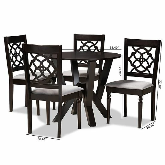 Baxton Studio Alma Gray 5-Piece Dining Set 8 Baxton Studio Alma Gray 5-Piece Dining Set - Image 8