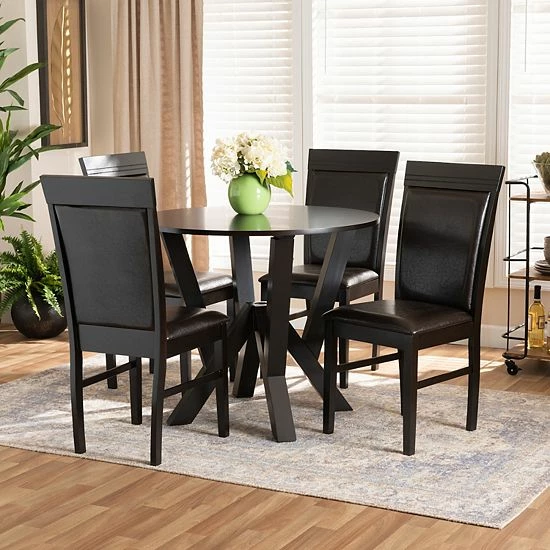 Baxton Studio Nada Dining Table & Chair 5-piece Set 2 Baxton Studio Nada Dining Table & Chair 5-piece Set - Image 2