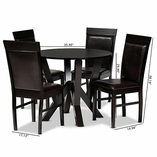 Baxton Studio Nada Dining Table & Chair 5-piece Set 8 Baxton Studio Nada Dining Table & Chair 5-piece Set - Image 8
