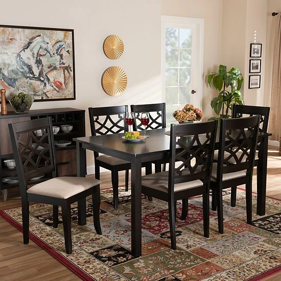 Baxton Studio Mael Dining Table & Chair 7-piece Set 2 Baxton Studio Mael Dining Table & Chair 7-piece Set - Image 2
