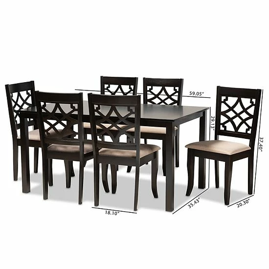 Baxton Studio Mael Dining Table & Chair 7-piece Set 7 Baxton Studio Mael Dining Table & Chair 7-piece Set - Image 7