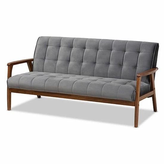 Baxton Studio Asta Mid-Century Modern Sofa Gray 8 Baxton Studio Asta Mid-Century Modern Sofa Gray - Image 8