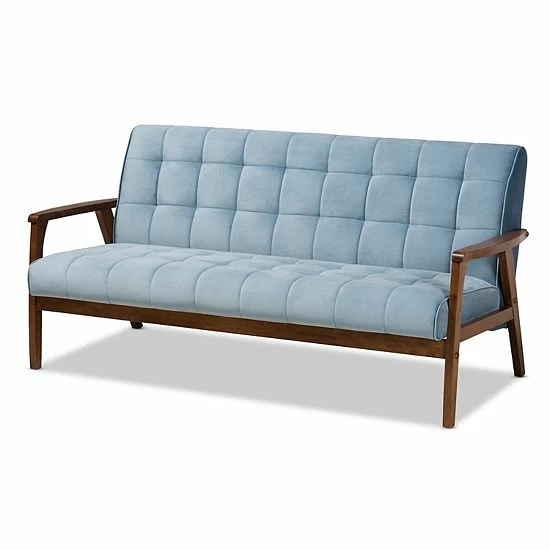 Baxton Studio Asta Mid-Century Modern Sofa Gray 9 Baxton Studio Asta Mid-Century Modern Sofa Gray - Image 9