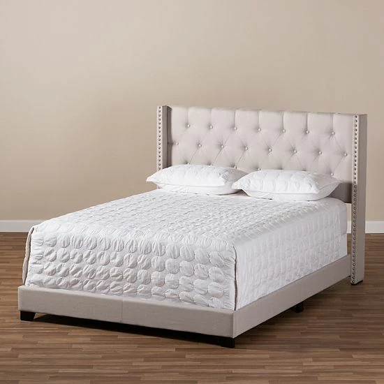 Baxton Studio Brady Tufted Bed Gray 4 Baxton Studio Brady Tufted Bed Gray - Image 4